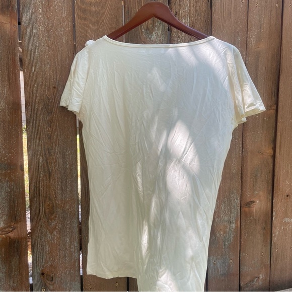 ERIN FETHERSTON Women’s Cream Circle Applique Ruffle Sleeve Dressy Shirt Small - Picture 7 of 10